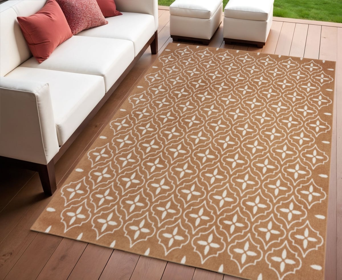 572561 4 x 6 ft. Copper Geometric Indoor & Outdoor Rectangle Area Rug