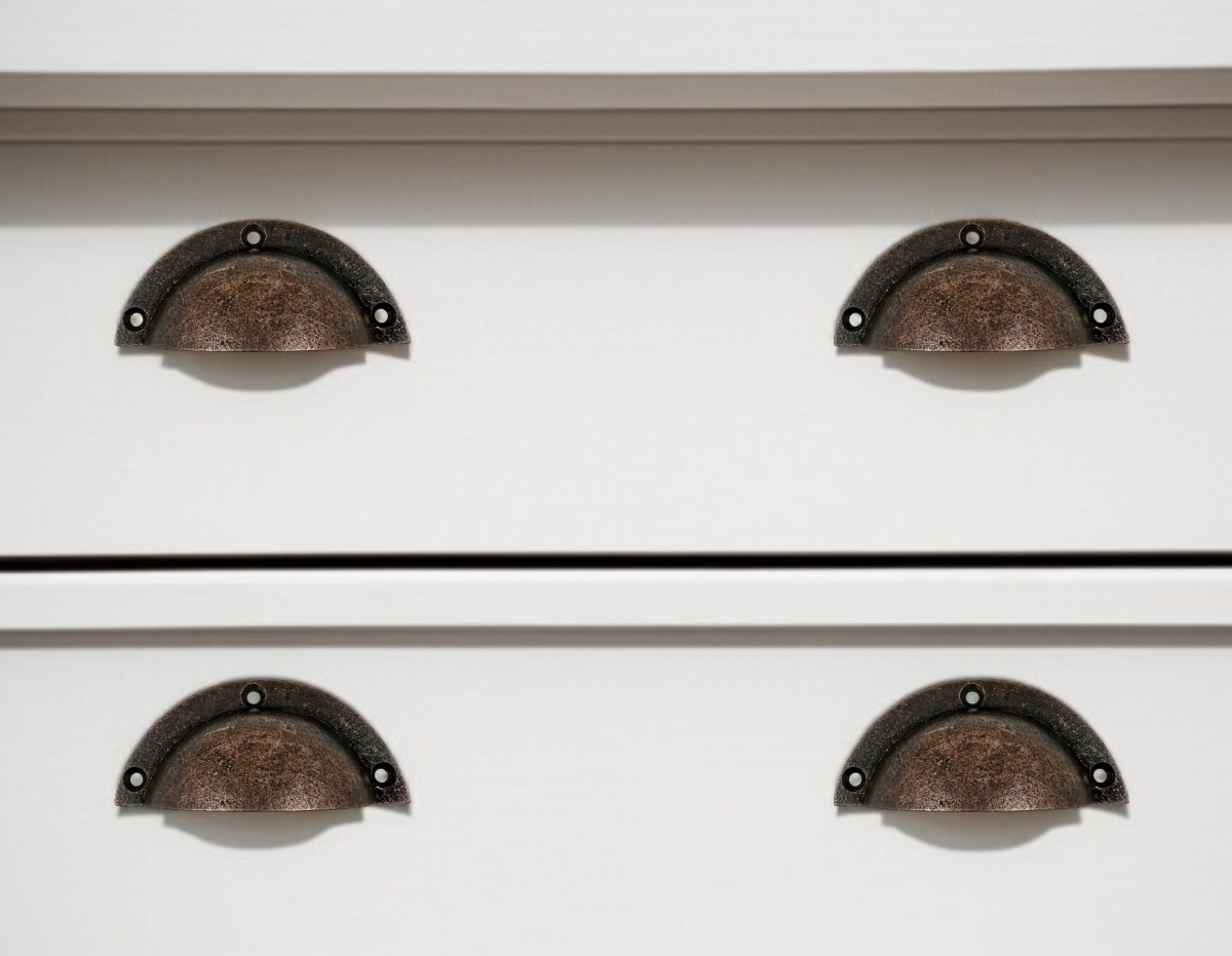 635771 Distressed Bronze Metal Cup Drawer Pull Knobs - Set of 6