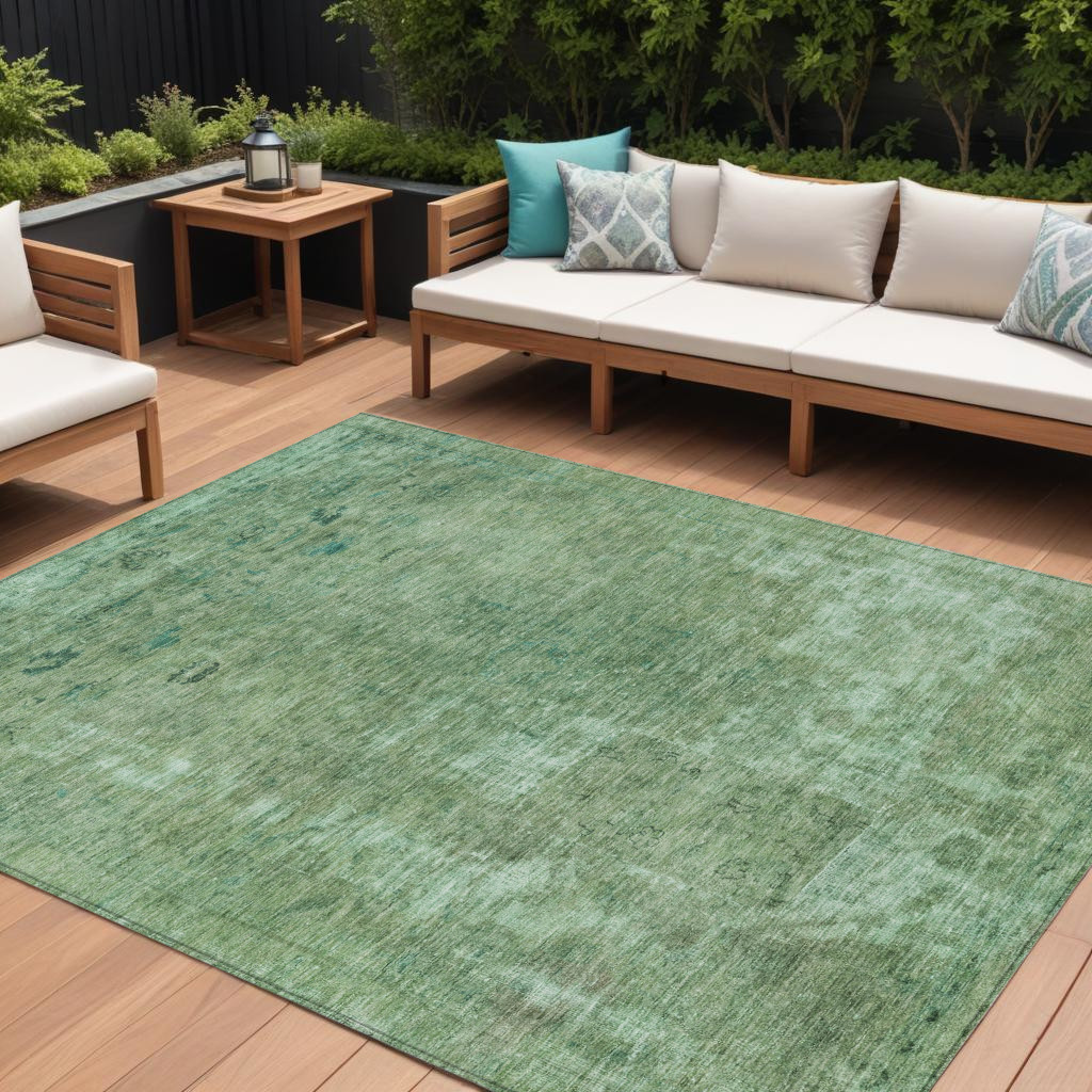 615510 9 x 12 ft. Sage & Mint Green Abstract Washable Indoor & Outdoor Rectangle Area Rug