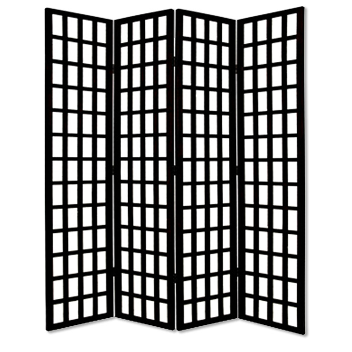 274741 96 in. Black & White Folding 4 Panel Screen Room Divider