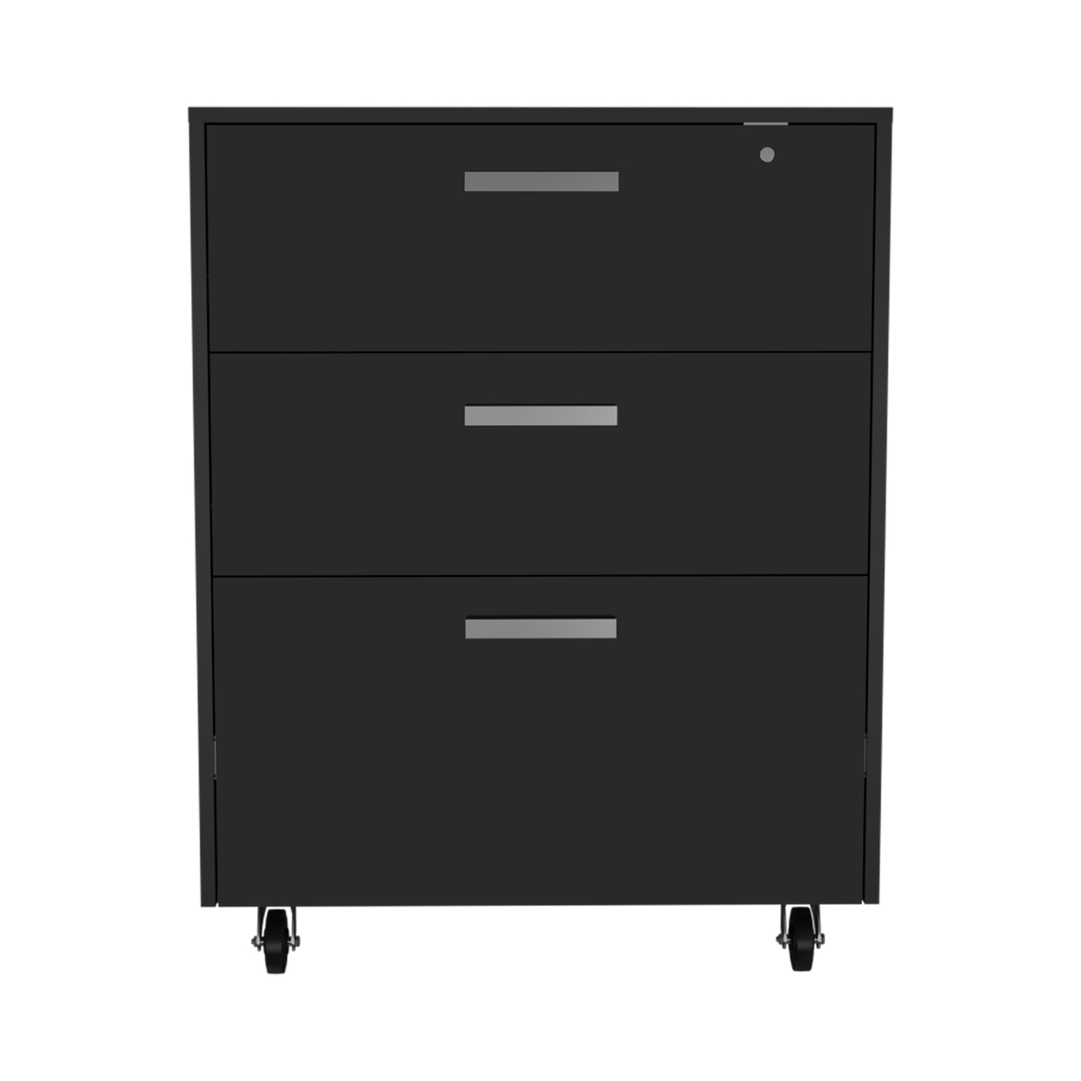 479949 35 in. Black Wood Filing Cabinet with 3 Doors