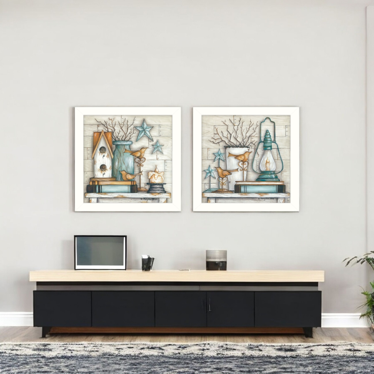 405797 14 x 28 x 1.5 in. Rectangle Paper Wall Art - Set of 2