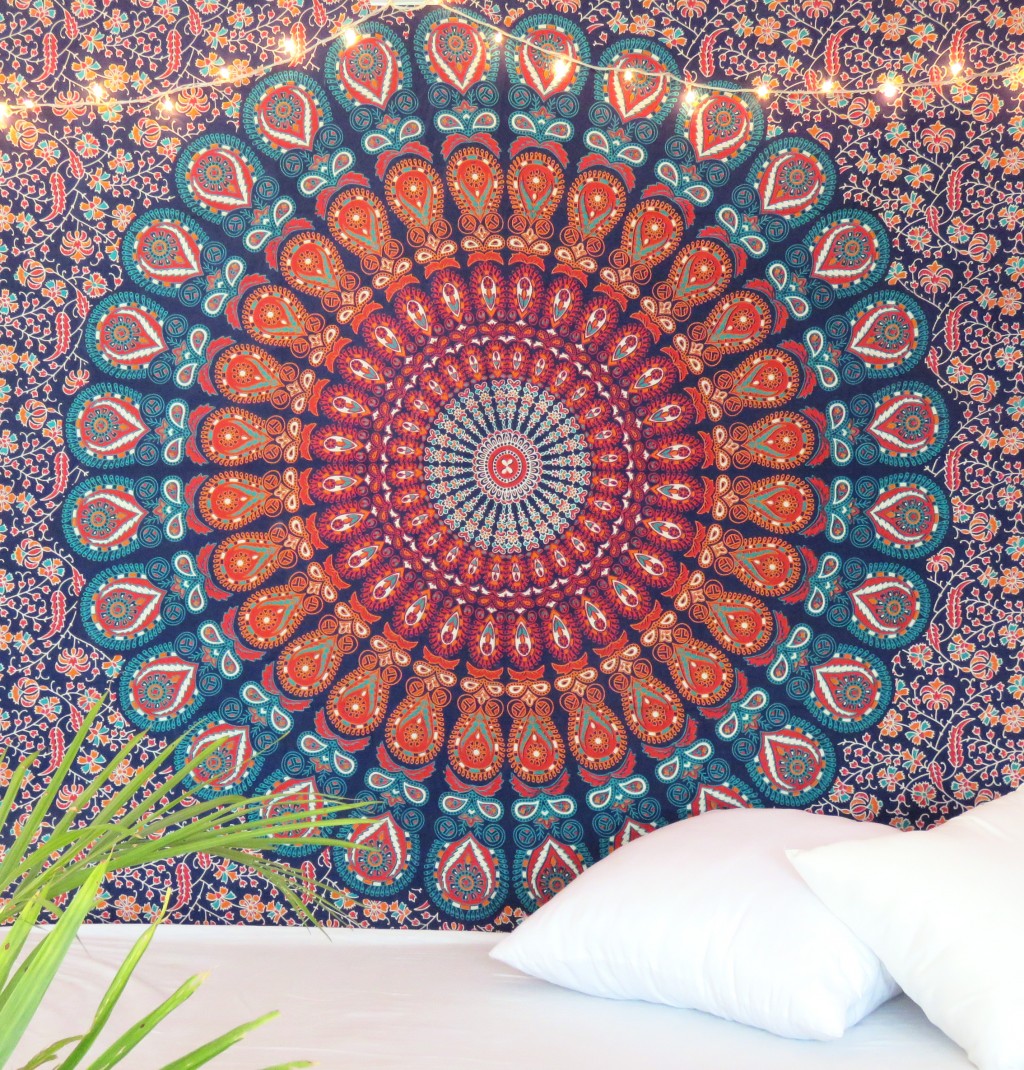 397205 80 x 56 x 0.2 in. Blue & Orange Floral Cotton Bed Sheets