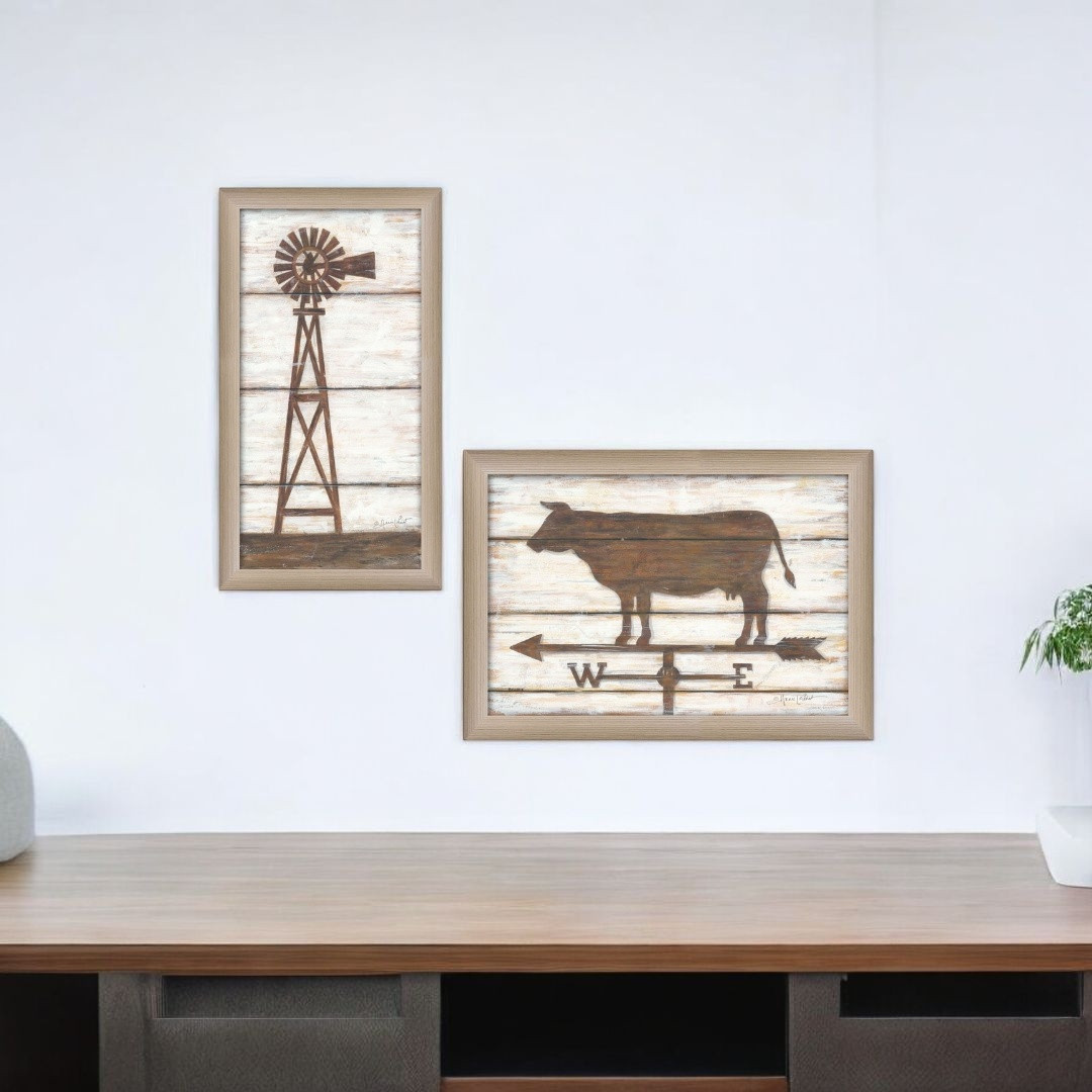 405821 Rectangle Paper Cow Wall Art - Set of 2