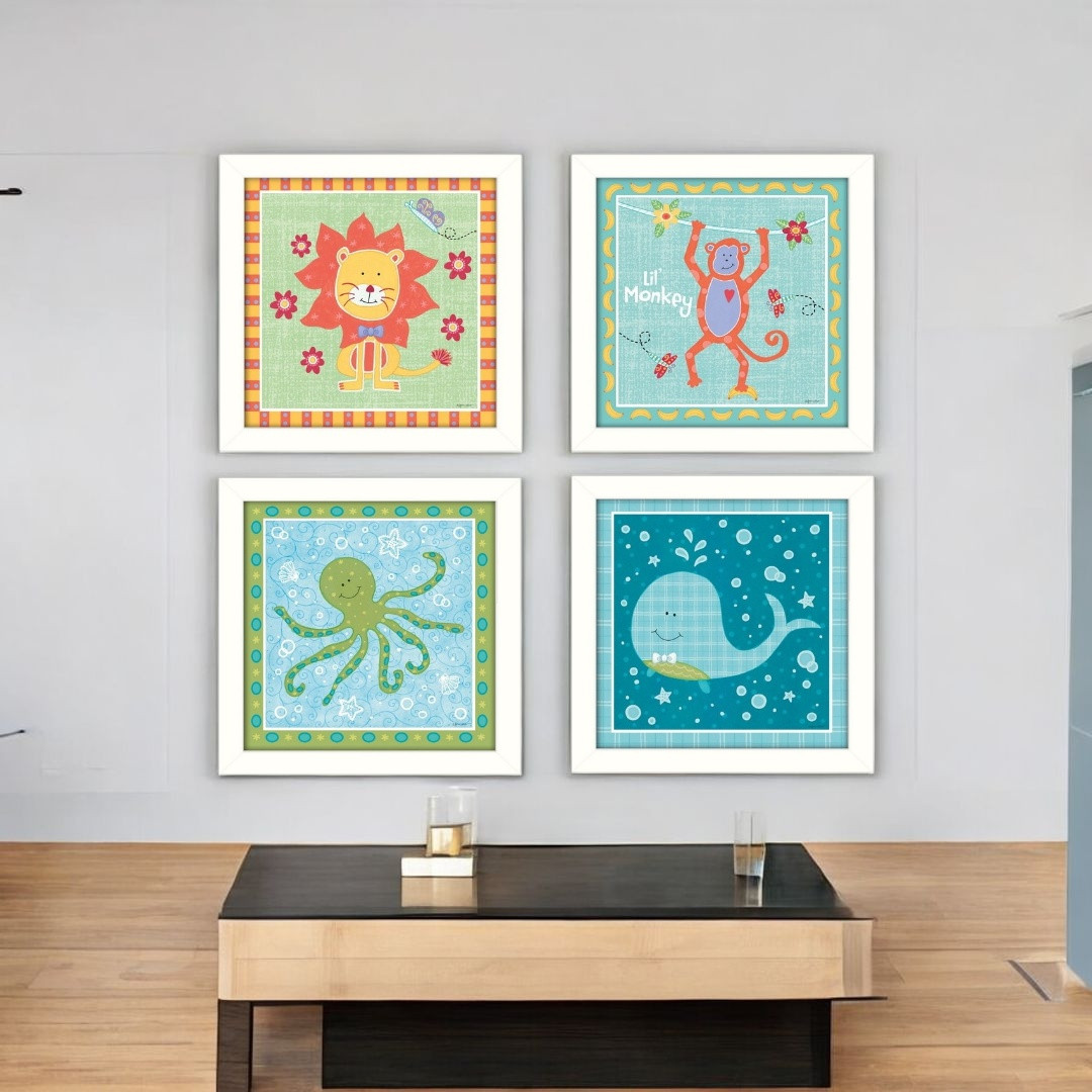 405793 Rectangle Paper Whale Wall Art - Set of 4