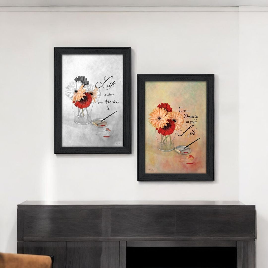 405810 20 x 28 x 1.5 in. Rectangle Paper Flowers Wall Art - Set of 2