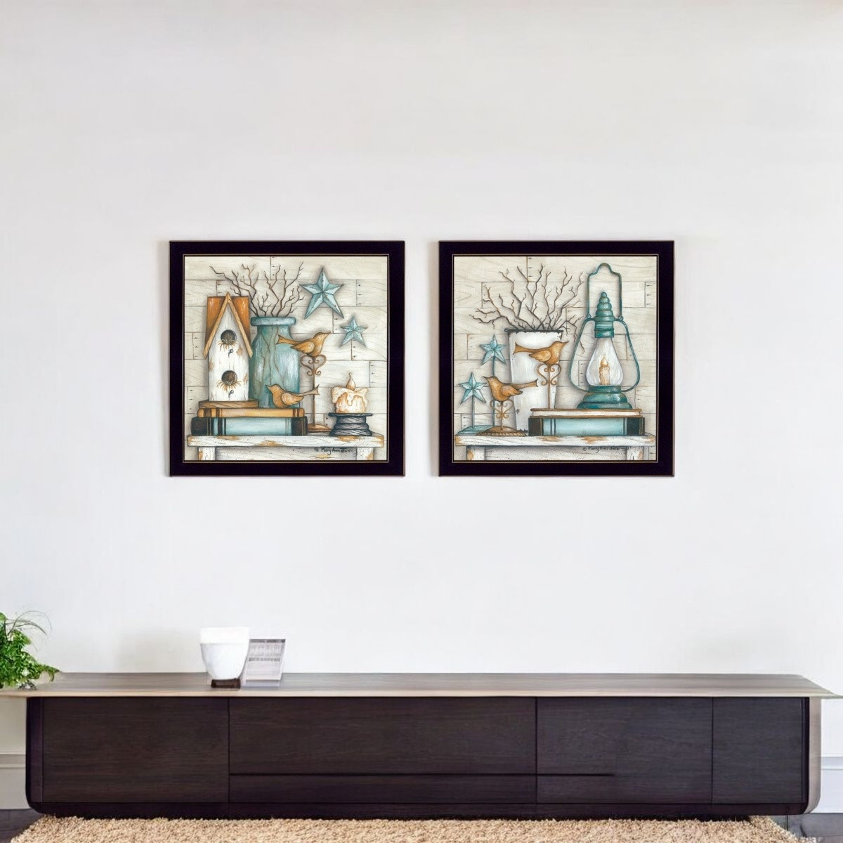 405796 14 x 28 x 1.5 in. Rectangle Paper Wall Art - Set of 2