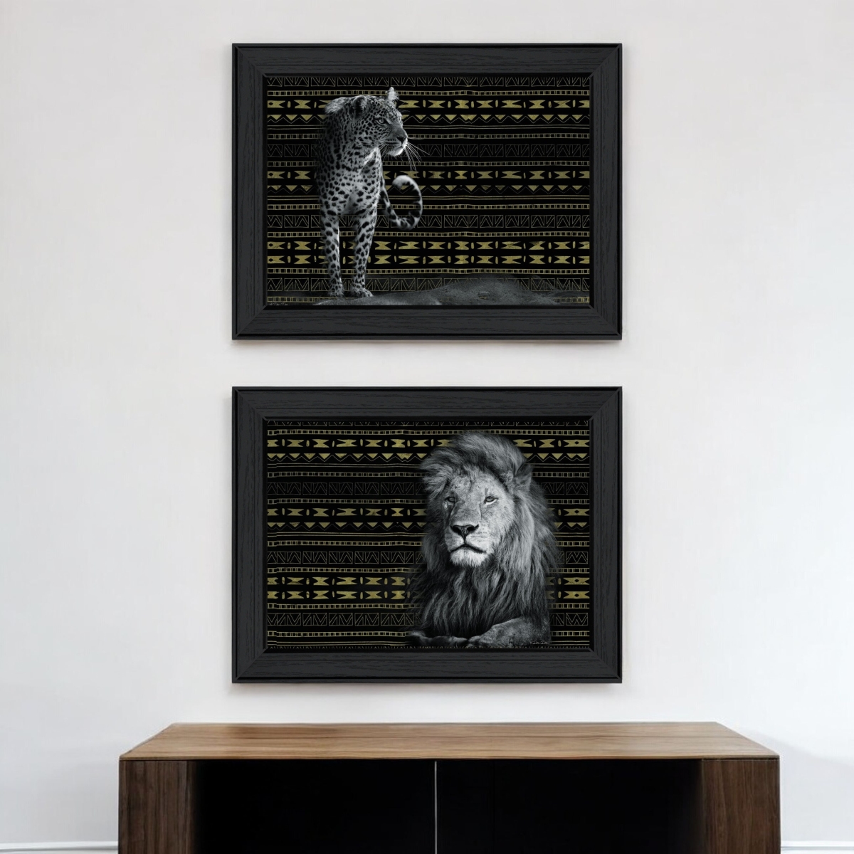 405826 Rectangle Paper Lion Wall Art - Set of 2