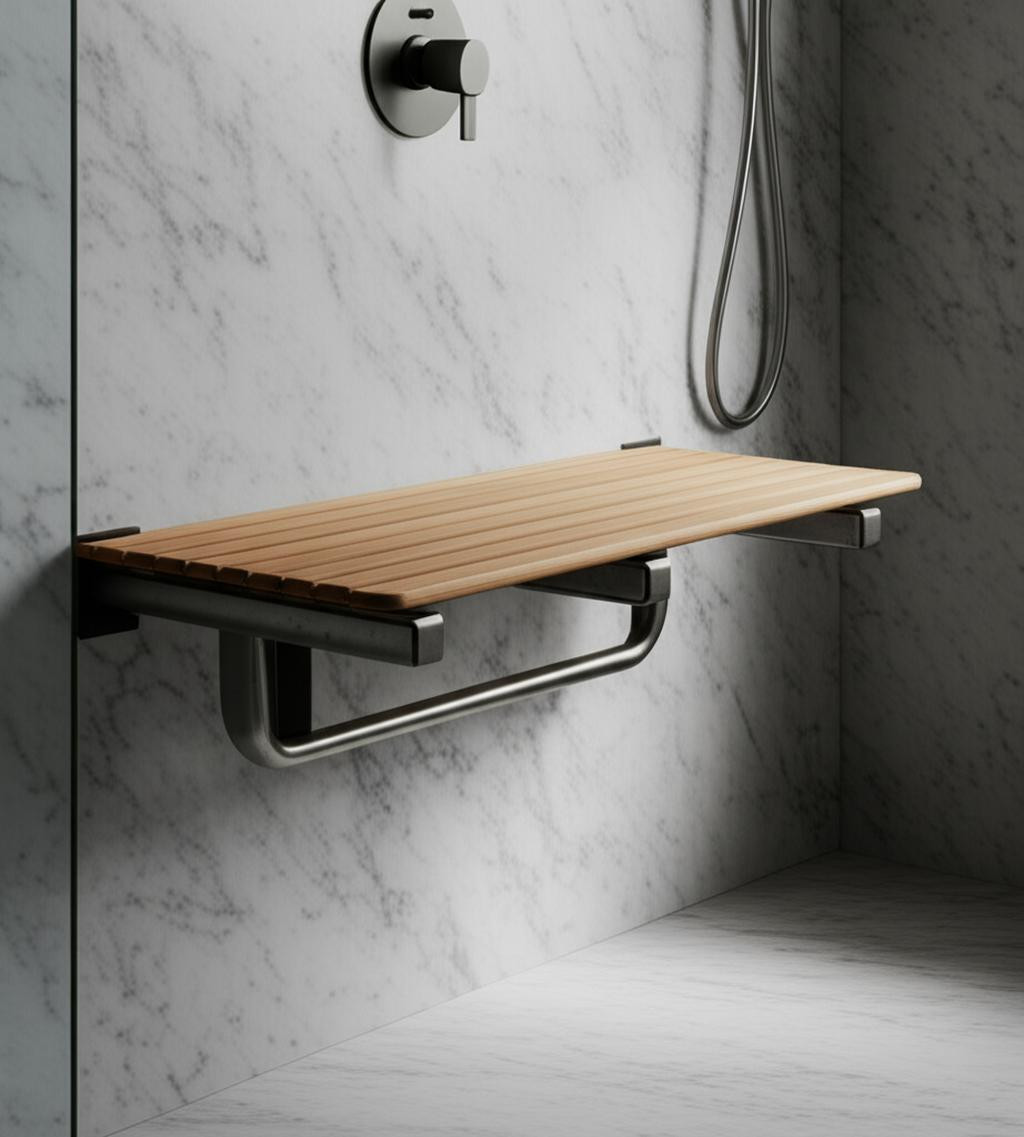 549337 14 x 30 x 16 in. Brown Teak Rectangular Shower Bench