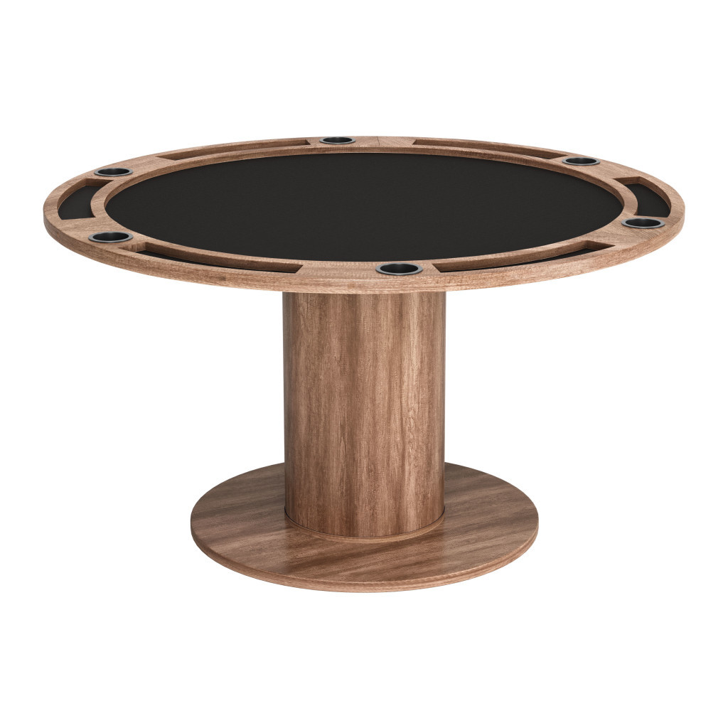 572217 54 in. Natural & Black Round Convertible Game Table