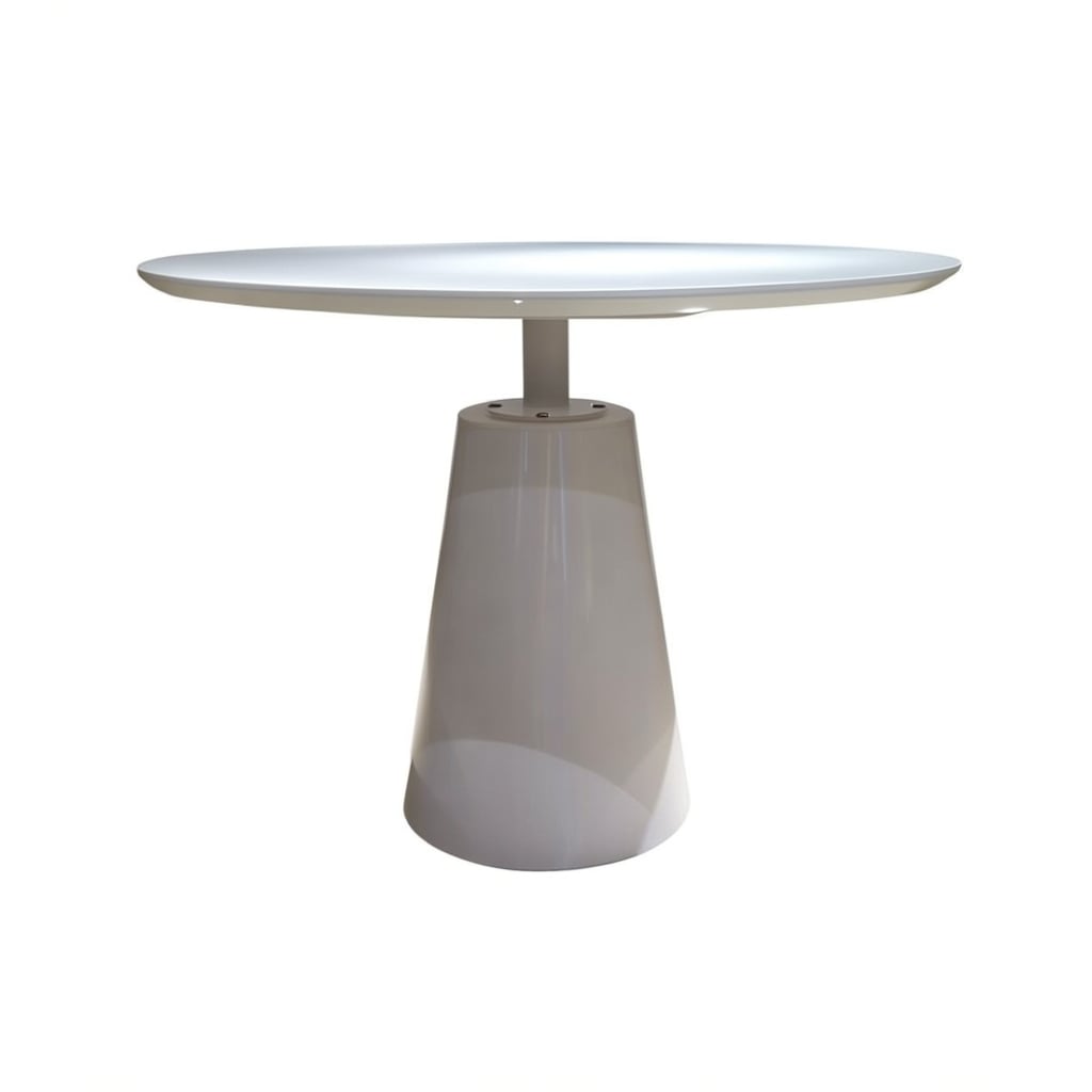 555177 30 x 36 x 36 in. White Wood & Metal Pedestal Base Round Top Dining Table