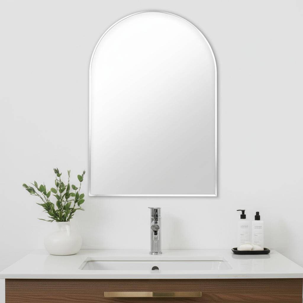 565040 36 in. Silver Arch Aluminum Framed Bathroom Vanity Mirror