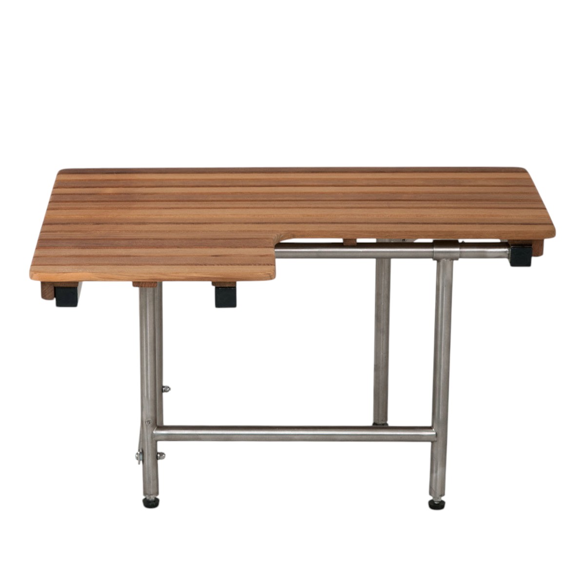 549360 18 x 32 x 22.50 in. Brown Wall Mount Teak Rectangular Shower Bench with Legs