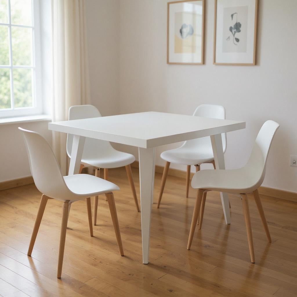 555146 30 x 32 x 32 in. White Steel & Metal Square Dining Table