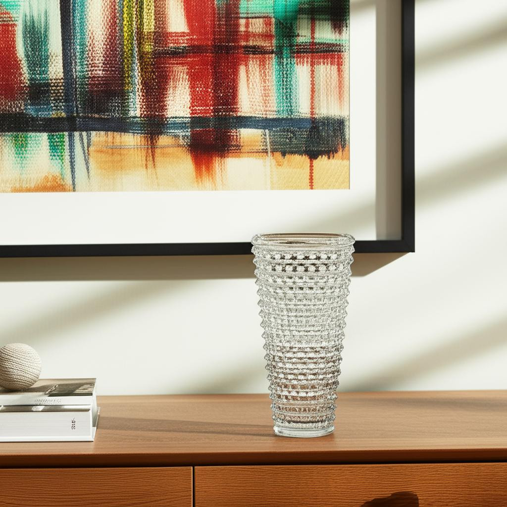 565471 11 in. Clear Round Glass Table Vase