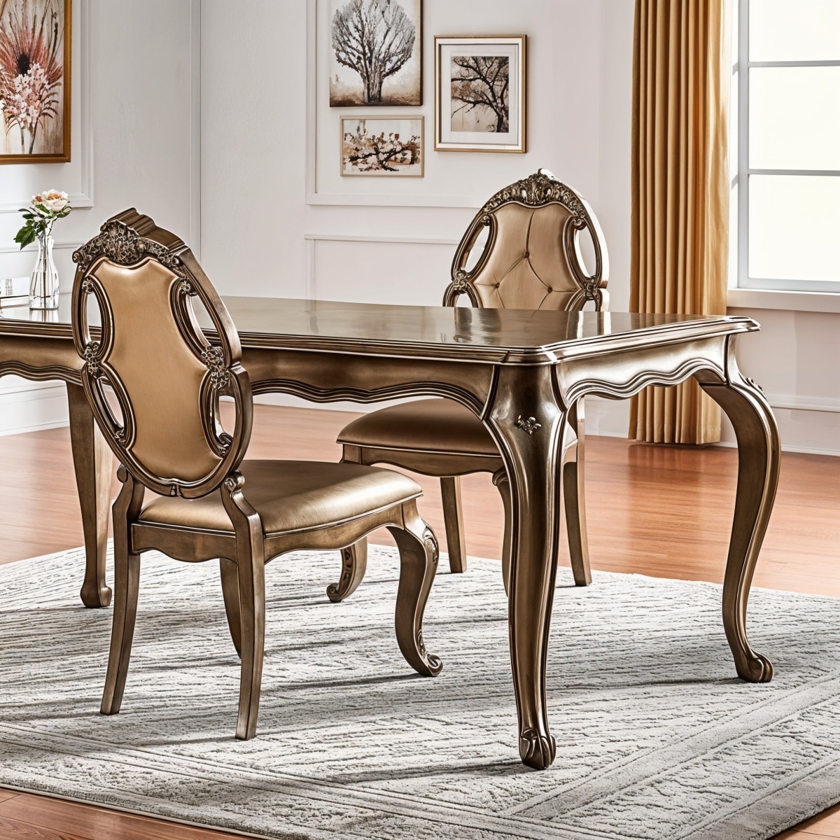 573382 43 x 22 x 26 in. Tufted Oak Upholstered Faux Leather & Solid Wood Dining Side Chair - Set of 2