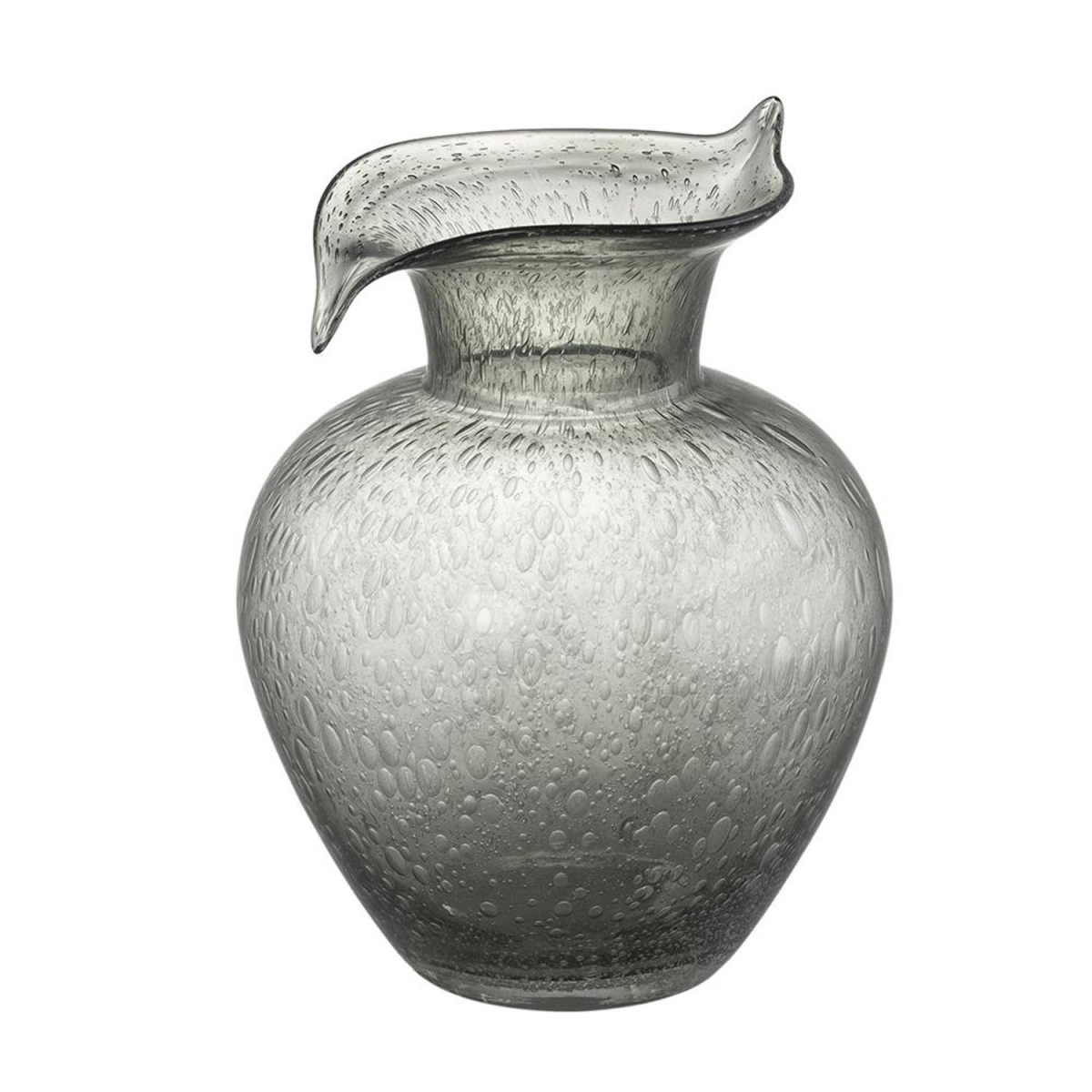 565475 10 in. Light Gray Bubble Glass Round Table Vase