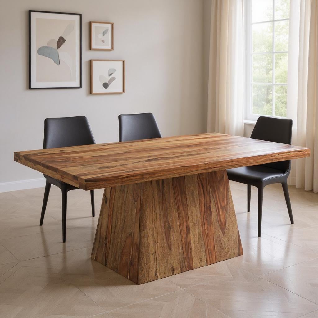 565234 30 x 75 x 38 in. Brown Wood Pedestal Base Dining Table