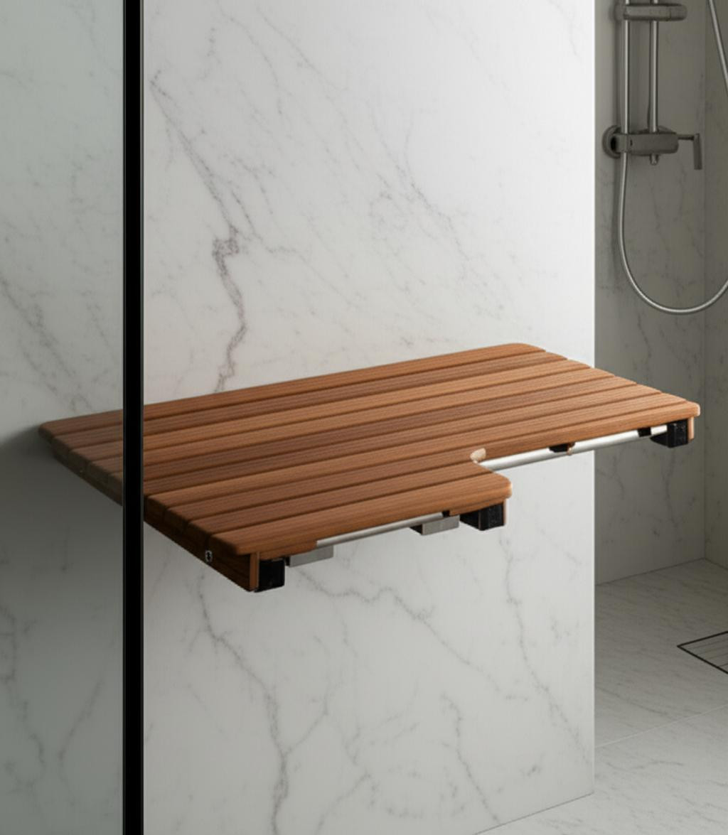 549340 14 x 30 x 22.5 in. Brown Teak Rectangular Shower Bench