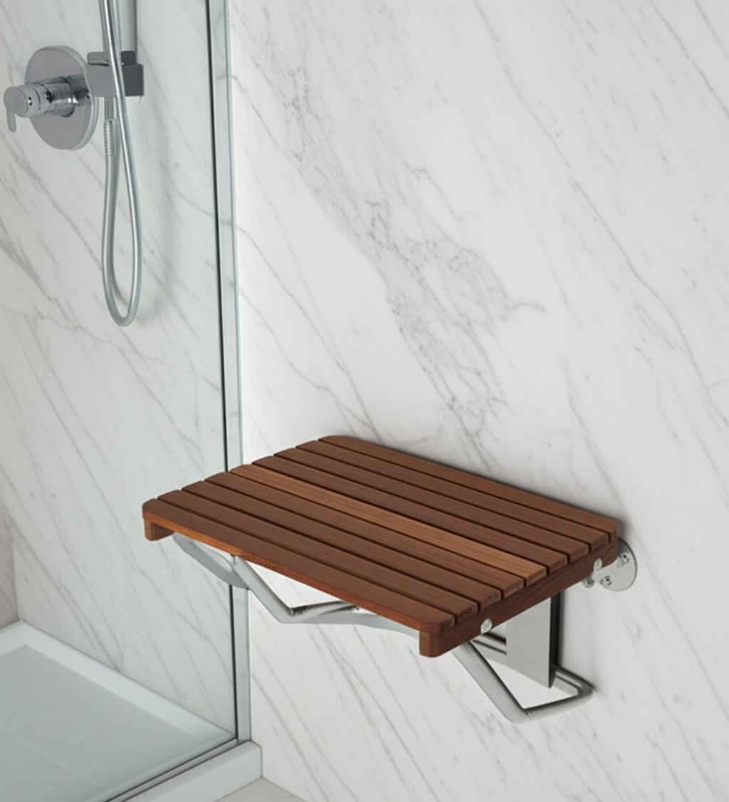 549333 14 x 20 x 16 in. Brown Teak Rectangular Shower Bench