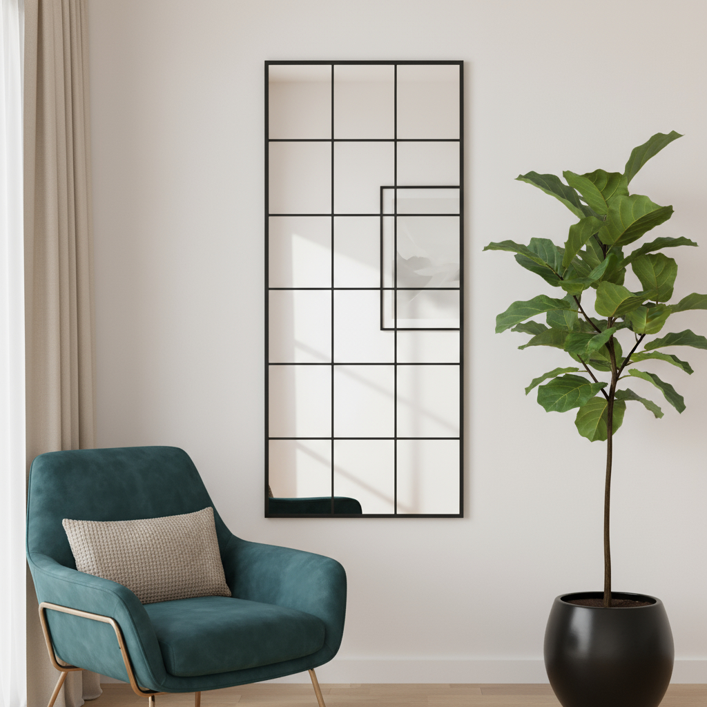 565115 69 in. Black Metal Framed Full Length Mirror