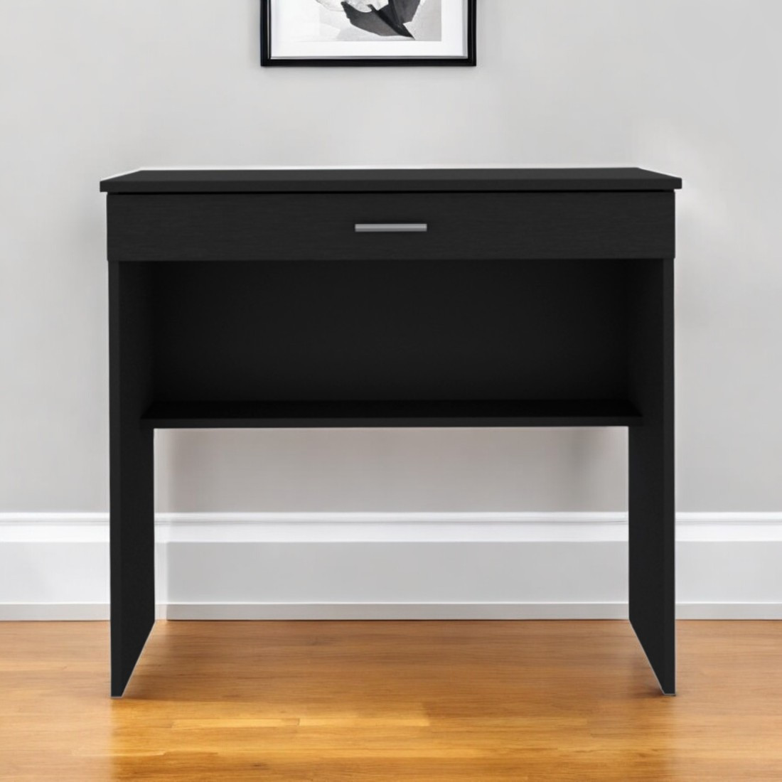 546420 29 x 31.5 x 19.6 in. Black Wood Computer Desk with Drawer