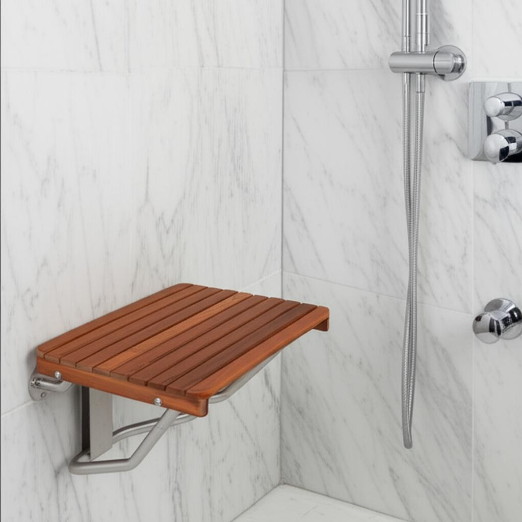 549334 14 x 22 x 16 in. Brown Teak Rectangular Shower Bench