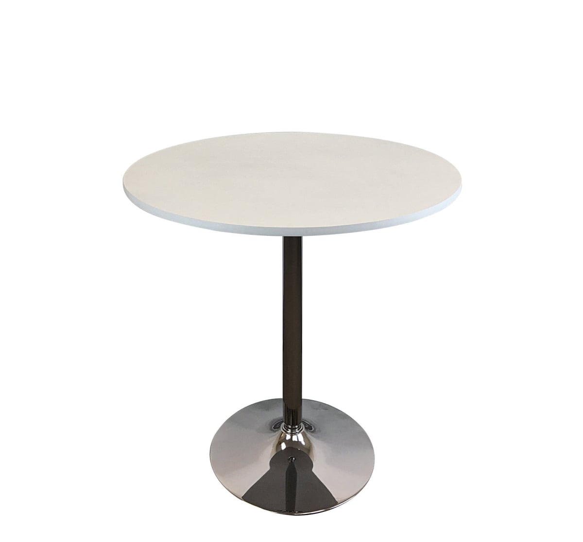 555152 30 x 35.5 x 35.5 in. White & Silver Wood & Metal Pedestal Base Round Top Dining Table