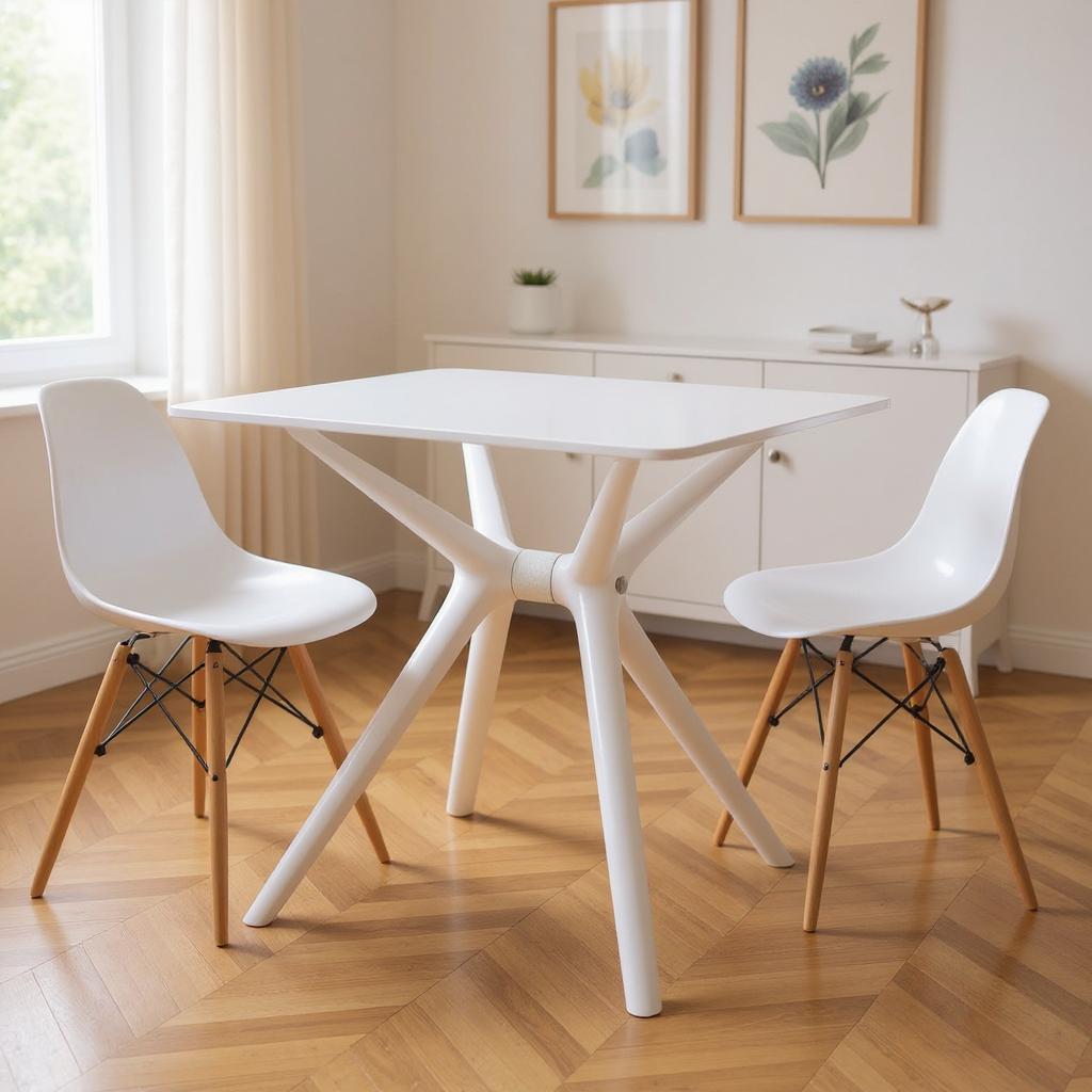 555198 27 x 28 x 28 in. White Heavy Duty Plastic Trestle Base Dining Table