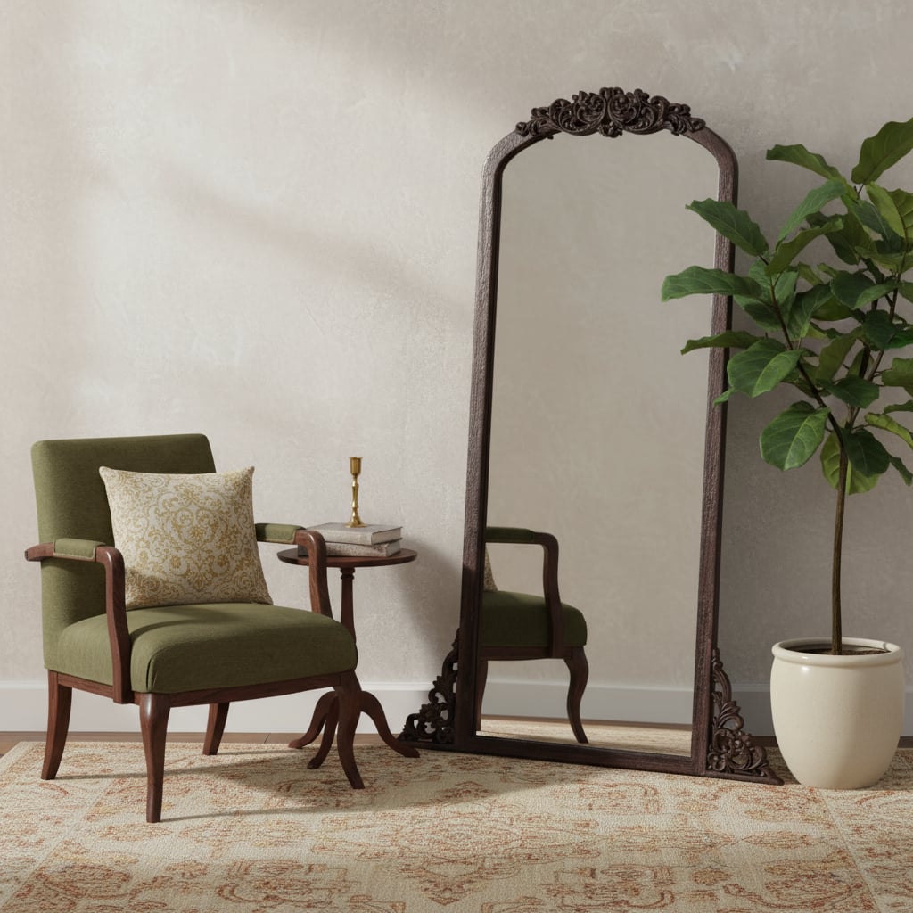 565118 64.06 x 21.22 x 1.57 in. Brown Solid Wood Framed Full Length Mirror