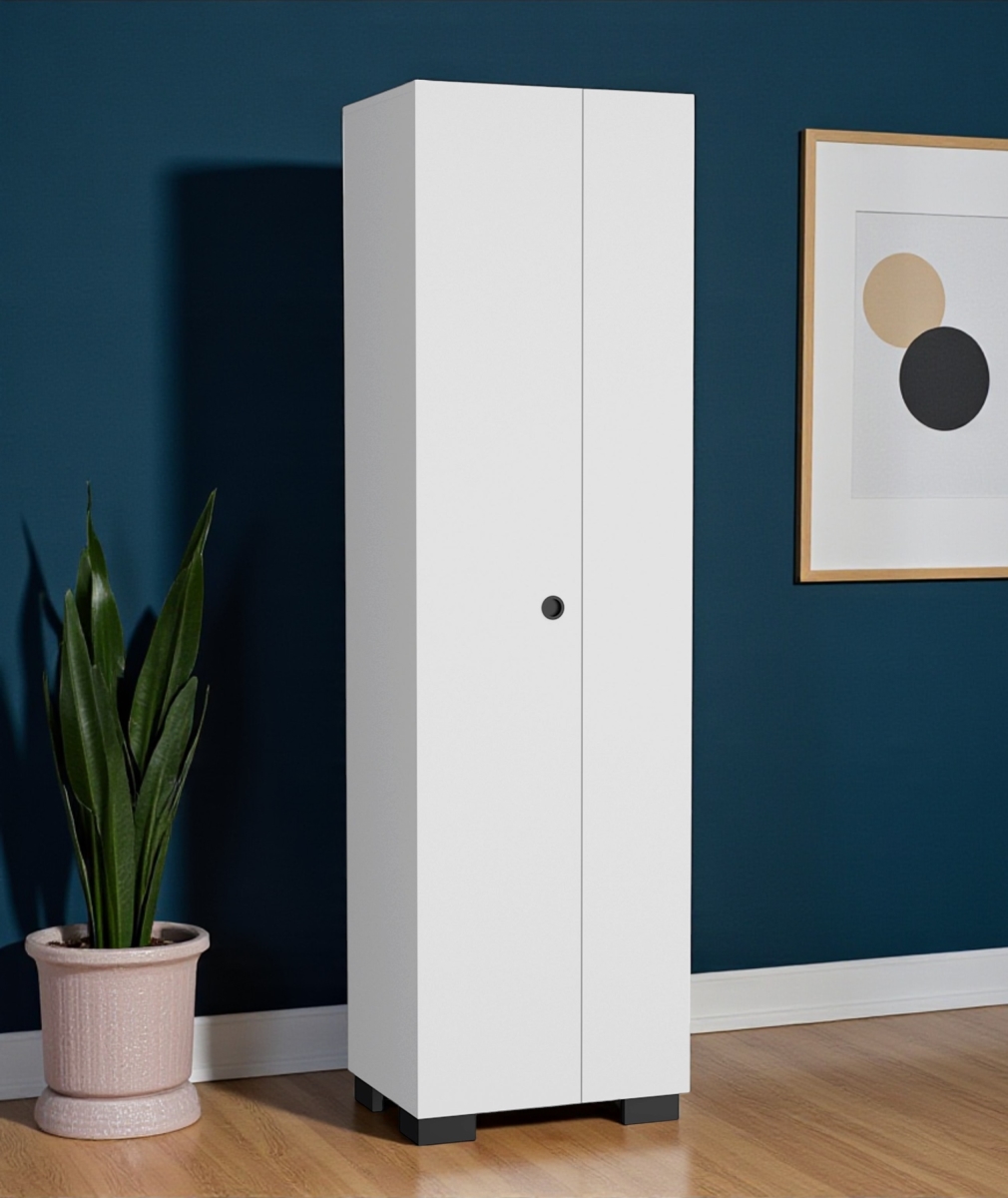 552279 71 in. White Wood 2 Door Utility Cabinet
