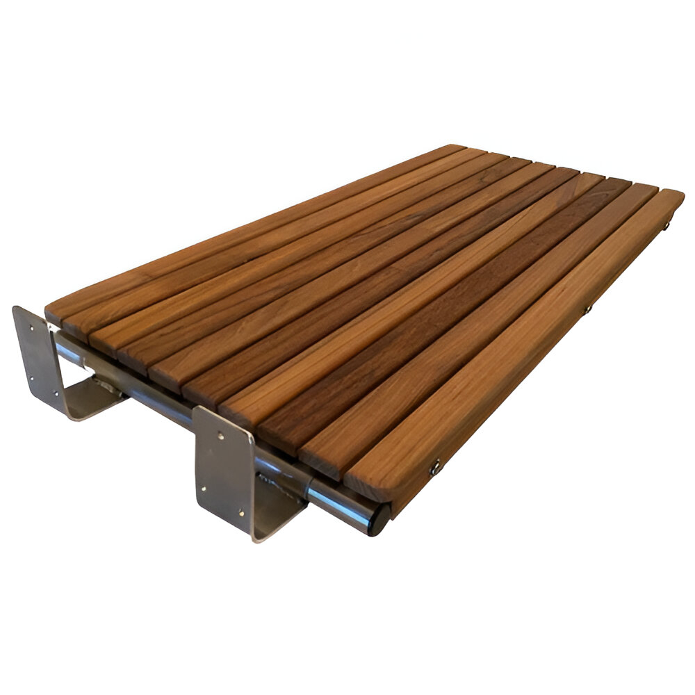 549331 2.25 x 30 x 15 in. Brown Wall Mount Teak Rectangular Shower Bench