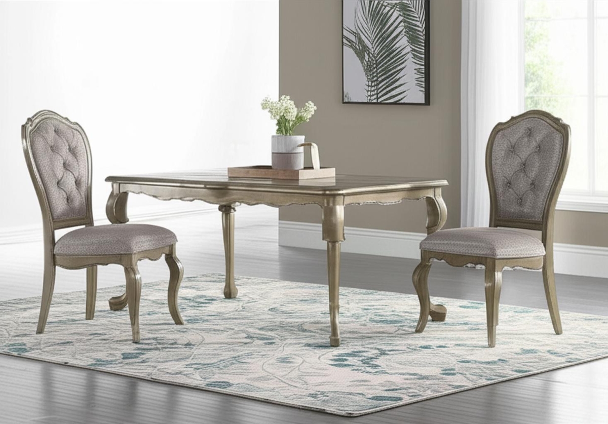 573398 43 x 24 x 26 in. Tufted Beige & Taupe Upholstered Fabric & Solid Wood Dining Side Chair - Set of 2