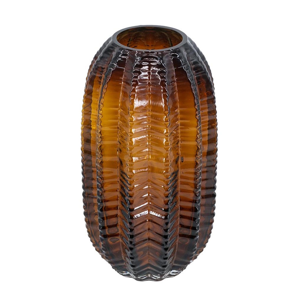 574422 11 in. Burnt Umber Round Glass Table Vase