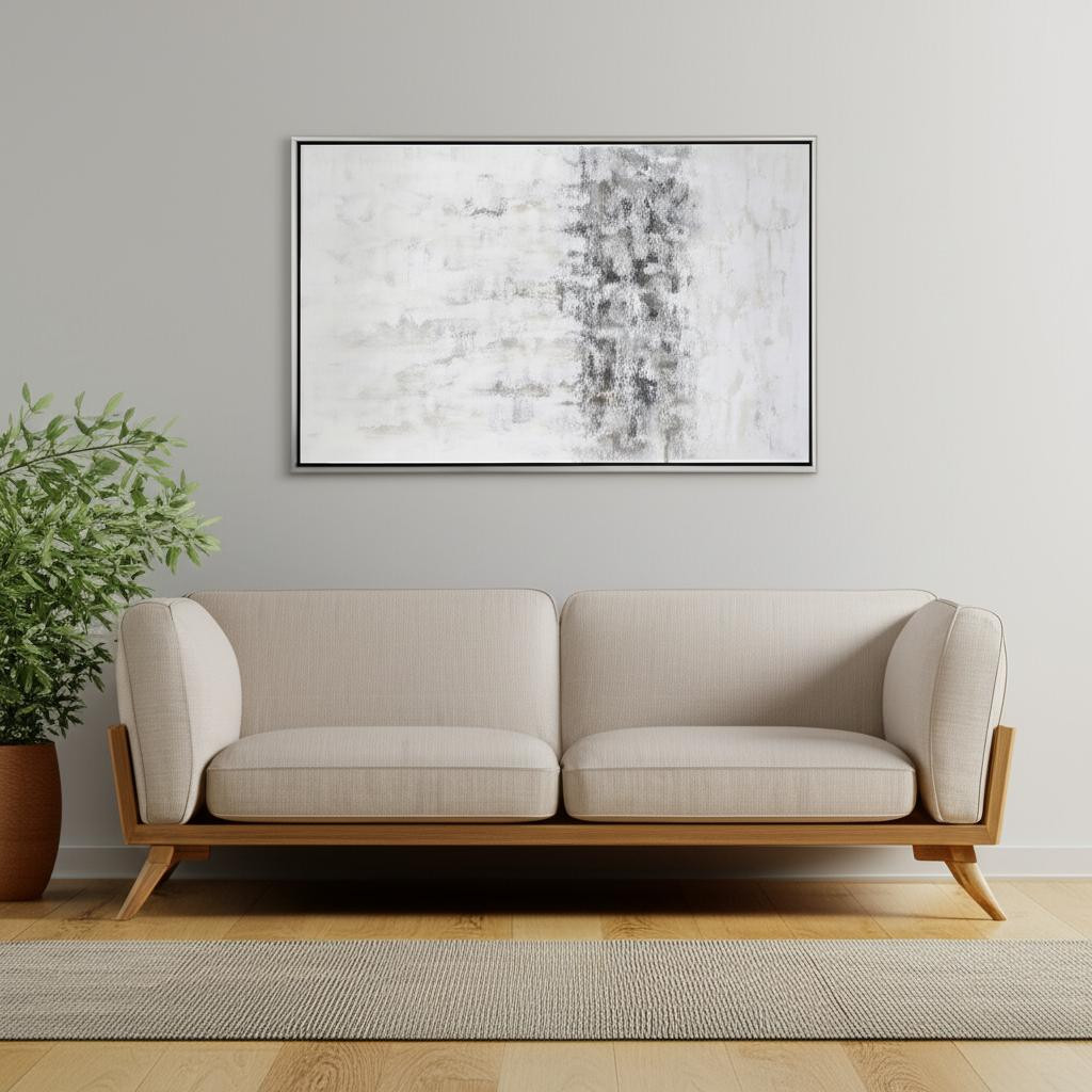 576552 Winter Storm Silver Floater Frame Painting Wall Art