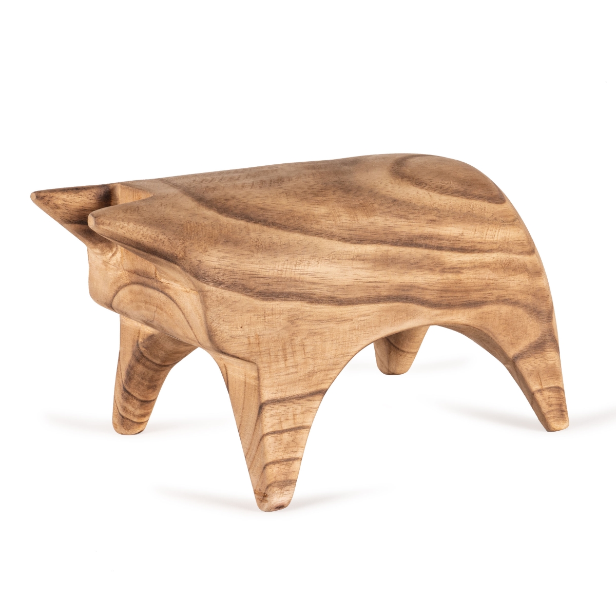 574109 6 in. Brown Solid Wood Bull Tabletop Sculpture
