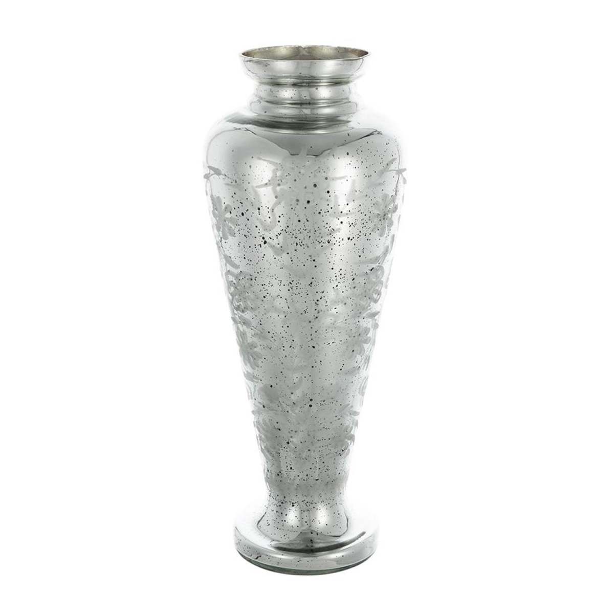 574525 20 in. Silver Floral Round Glass Table Vase