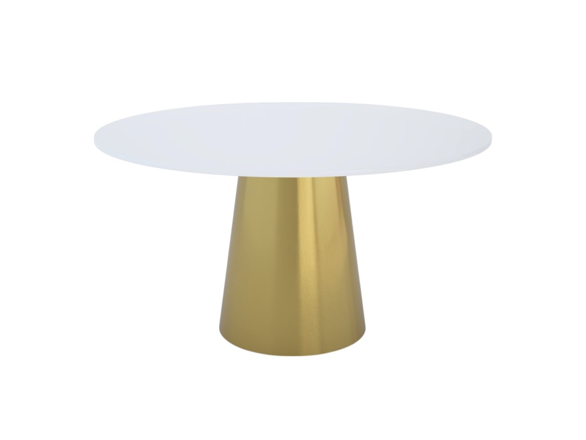 555161 30 x 54 x 54 in. Gray White & Gold Marble & Metal Pedestal Base Round Top Dining Table