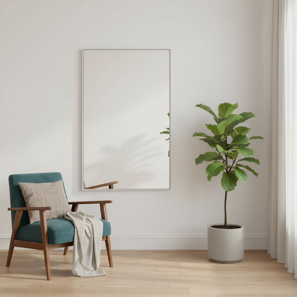 564445 59 in. Silver Metal Leaning Framed Full Length Mirror