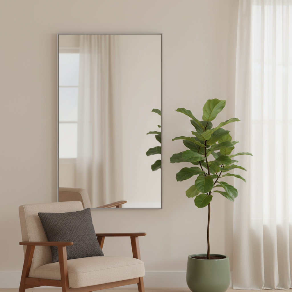 564444 51 in. Silver Metal Leaning Framed Full Length Mirror