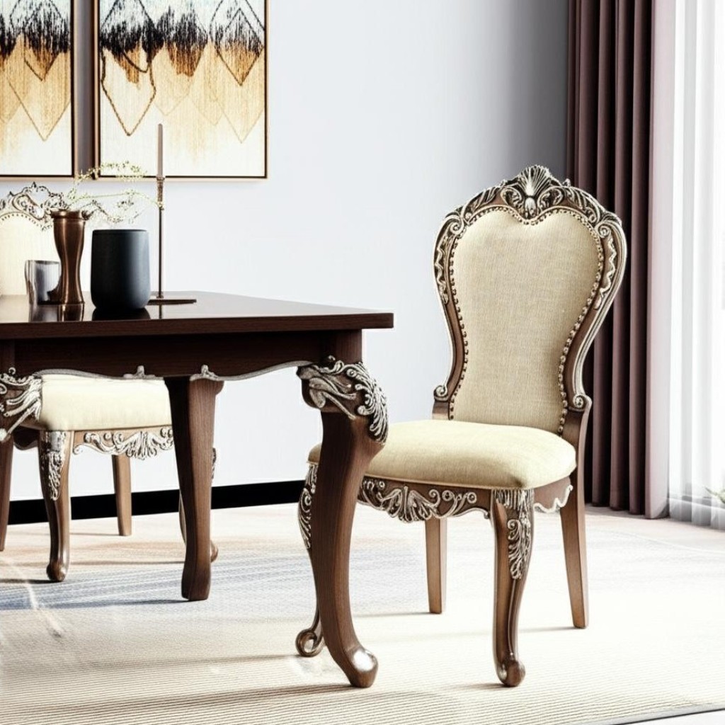 573419 44 x 24 x 26 in. Gray & Oak Upholstered Chenille & Solid Wood Dining Side Chair - Set of 2