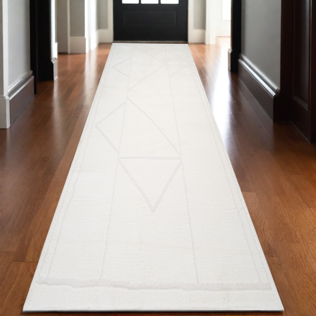 571027 3 x 10 ft. Ivory Moroccan Machine Made Runner Area Rug