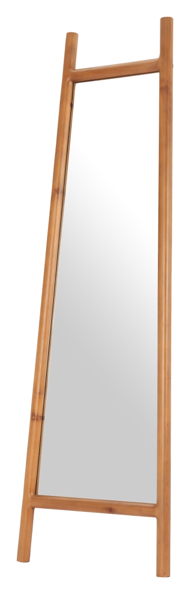 565007 70 in. Natural Solid Wood Leaning Geometric Framed Standing Mirror