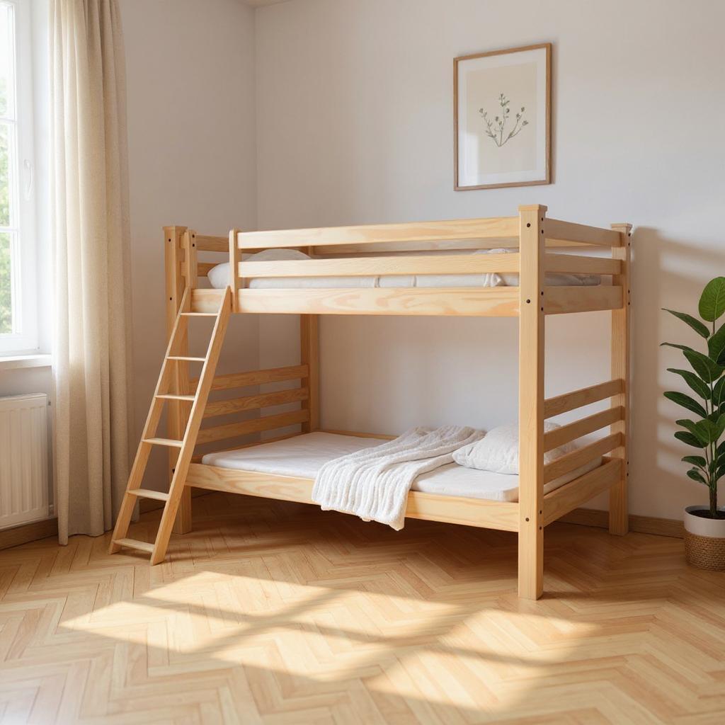548311 73 x 88 x 86 in. Natural Queen Size Over Solid Wood Bunk Bed