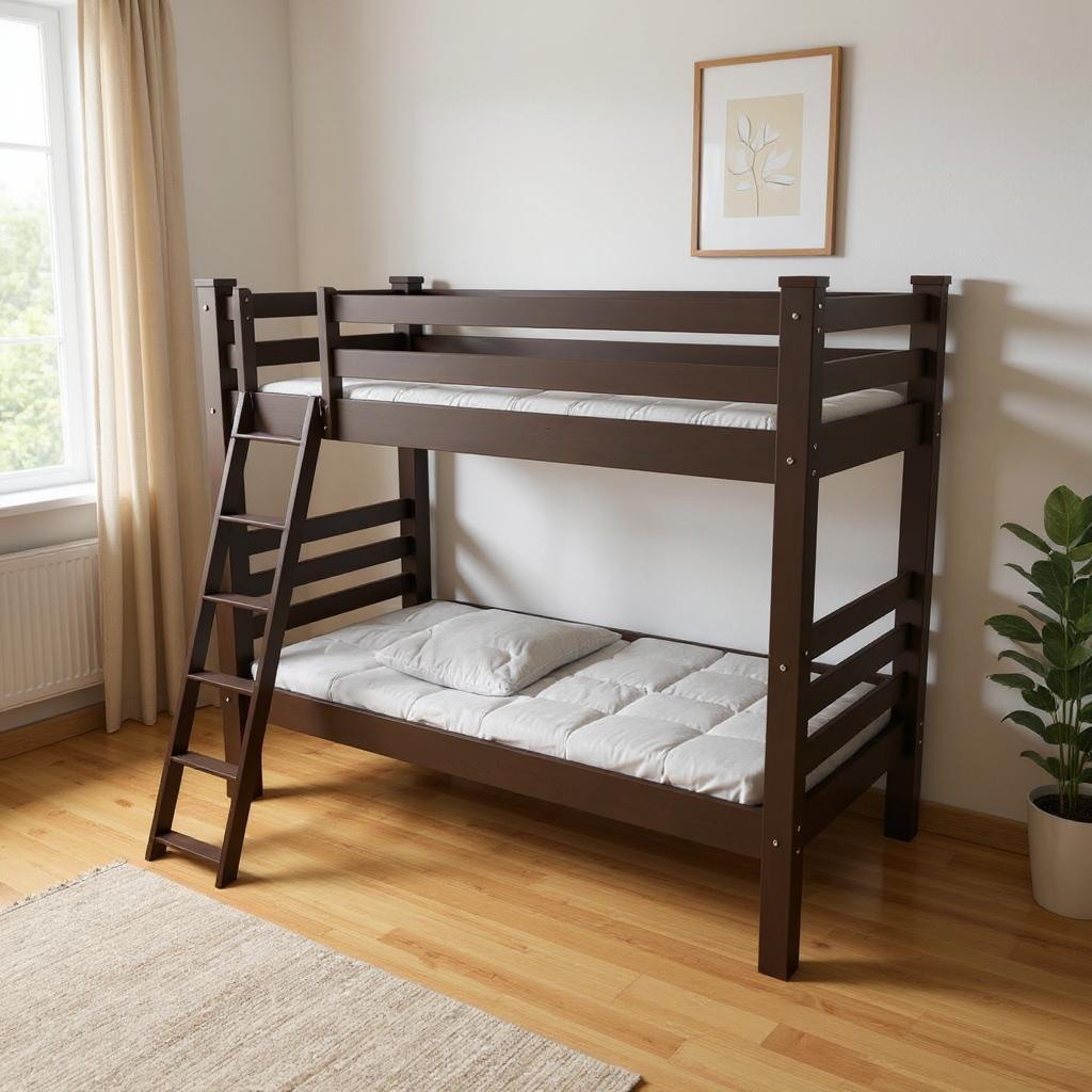 548182 73 x 81 x 66 in. Brown Twin Size Over Solid Wood Bunk Bed