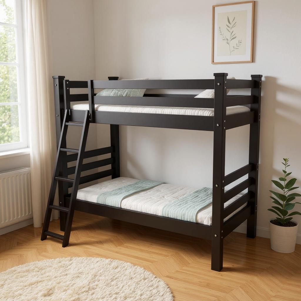 548210 73 x 81 x 81 in. Black Full Size Over Solid Wood Bunk Bed