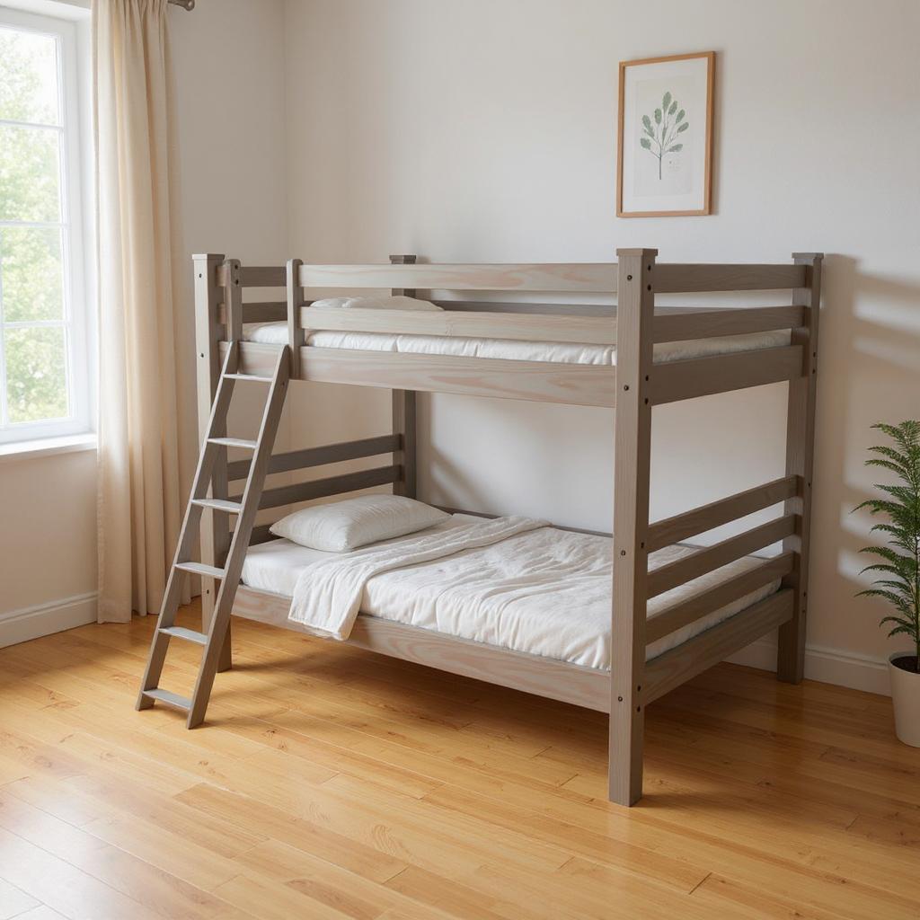 548216 73 x 81 x 81 in. Gray Full Size Over Solid Wood Bunk Bed