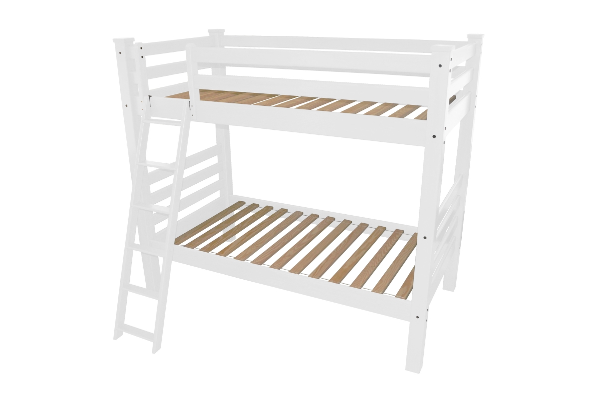 548312 73 x 88 x 86 in. White Queen Size Traditional Solid Wood Bunk Bed