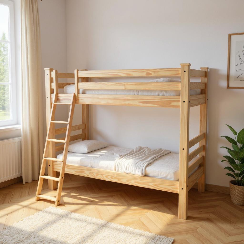 548184 73 x 81 x 66 in. Natural Twin Size Over Solid Wood Bunk Bed