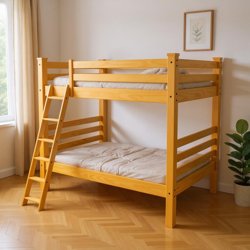 548217 73 x 81 x 81 in. Yellow Full Size Over Solid Wood Bunk Bed